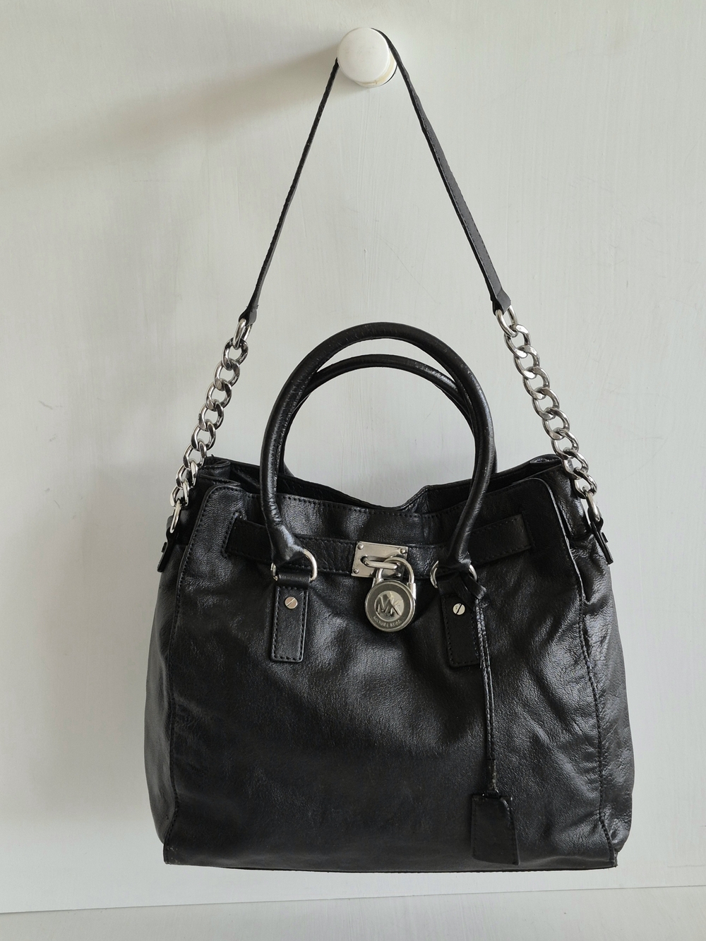 Michael Kors Hamilton Black Saffiano Leather Large 2-Way Satchel/Shoulder Bag
